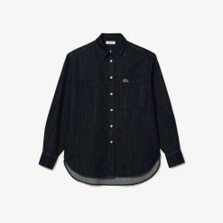 Chemises & Hauts | LACOSTE Chemise Femme Lacoste Oversize Avec Poche En Denim De Coton