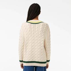 Pullovers | LACOSTE Pull Col V Torsade Details Contrastes