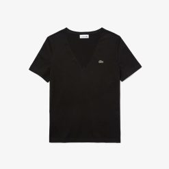 T-Shirts | LACOSTE T-Shirt A Col V Loose Fit En Coton Uni