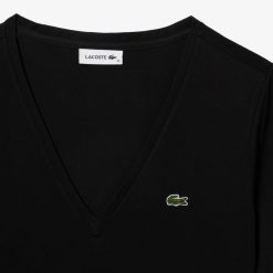 T-Shirts | LACOSTE T-Shirt A Col V Loose Fit En Coton Uni