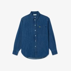 Chemises & Hauts | LACOSTE Chemise Femme Lacoste Oversize Avec Poche En Denim De Coton