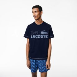 T-Shirts | LACOSTE T-Shirt Homme Lacoste Imprime Vintage En Coton Biologique