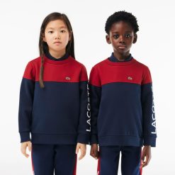 Vetements Fille | LACOSTE Sweatshirt Enfant Color-Block En Molleton De Coton Biologique