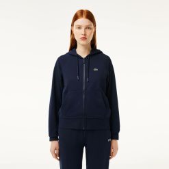 Sweatshirts | LACOSTE Sweatshirt Zippe A Capuche Jogger Femme Lacoste En Molleton Biologique