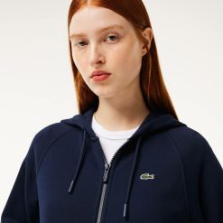 Sweatshirts | LACOSTE Sweatshirt Zippe A Capuche Jogger Femme Lacoste En Molleton Biologique