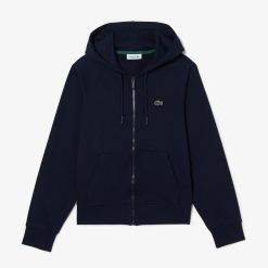 Sweatshirts | LACOSTE Sweatshirt Zippe A Capuche Jogger Femme Lacoste En Molleton Biologique