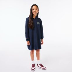 Vetements Fille | LACOSTE Robe Sweatshirt A Capuche En Molleton De Coton