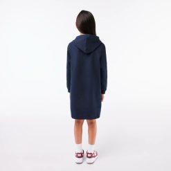 Vetements Fille | LACOSTE Robe Sweatshirt A Capuche En Molleton De Coton