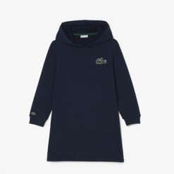 Vetements Fille | LACOSTE Robe Sweatshirt A Capuche En Molleton De Coton