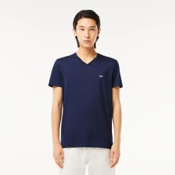 T-Shirts | LACOSTE T-Shirt Col V En Jersey De Coton Pima Uni