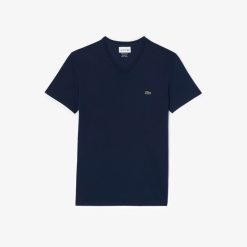 T-Shirts | LACOSTE T-Shirt Col V En Jersey De Coton Pima Uni