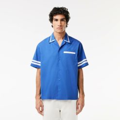 Chemises | LACOSTE Chemise En Twill De Coton Imprime Lacoste Au Dos