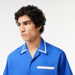 Chemises | LACOSTE Chemise En Twill De Coton Imprime Lacoste Au Dos