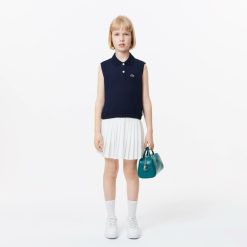 Vetements Fille | LACOSTE Polo Sans Manche Fille Lacoste En Mini Pique De Coton