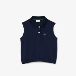 Vetements Fille | LACOSTE Polo Sans Manche Fille Lacoste En Mini Pique De Coton