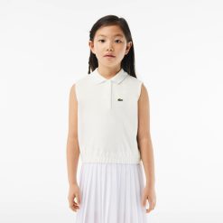 Vetements Fille | LACOSTE Polo Sans Manche Fille Lacoste En Mini Pique De Coton