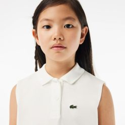 Vetements Fille | LACOSTE Polo Sans Manche Fille Lacoste En Mini Pique De Coton