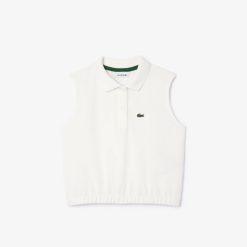 Vetements Fille | LACOSTE Polo Sans Manche Fille Lacoste En Mini Pique De Coton