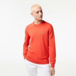 Pullovers | LACOSTE Pull A Col Rond En Coton Uni