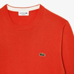 Pullovers | LACOSTE Pull A Col Rond En Coton Uni