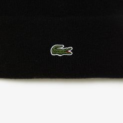 Chapeaux & Casquettes | LACOSTE Bonnet Unie Lacoste Avec Revers En Laine