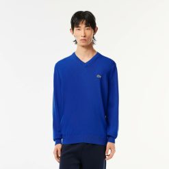 Pullovers | LACOSTE Pull A Col V En Coton Biologique Uni