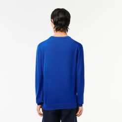 Pullovers | LACOSTE Pull A Col V En Coton Biologique Uni