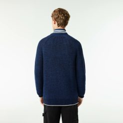 Pullovers | LACOSTE Pull Col Montant Zippe En Laine Moulinee Fabrique En France