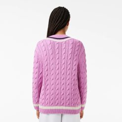 Pullovers | LACOSTE Pull Col V Torsade Details Contrastes