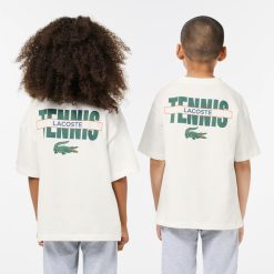 Vetements Fille | LACOSTE T-Shirt Imprime Face Et Dos En Coton