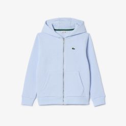 Vetements Fille | LACOSTE Sweatshirt Zippe A Capuche Enfant Lacoste Avec Poche Kangourou