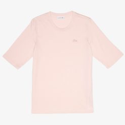 T-Shirts | LACOSTE T-Shirt A Col Rond Et Manches Trois-Quarts En Coton Uni