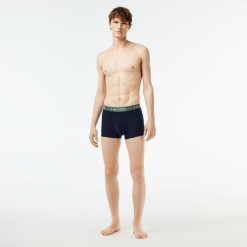 Sous-Vetements & Vetements D'Interieur | LACOSTE Lot De 3 Boxers Courts Casual Marine Avec Ceinture Contrastee