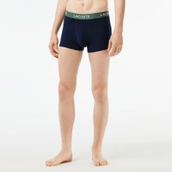 Sous-Vetements & Vetements D'Interieur | LACOSTE Lot De 3 Boxers Courts Casual Marine Avec Ceinture Contrastee