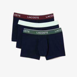 Sous-Vetements & Vetements D'Interieur | LACOSTE Lot De 3 Boxers Courts Casual Marine Avec Ceinture Contrastee