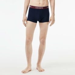 Sous-Vetements & Vetements D'Interieur | LACOSTE Lot De 3 Boxers Courts Casual Marine Avec Ceinture Contrastee