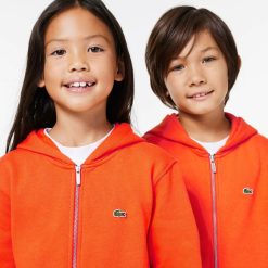 Vetements Garcon | LACOSTE Sweatshirt Zippe A Capuche Enfant Lacoste Avec Poche Kangourou