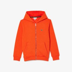 Vetements Garcon | LACOSTE Sweatshirt Zippe A Capuche Enfant Lacoste Avec Poche Kangourou