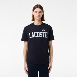 T-Shirts | LACOSTE T-Shirt En Coton Avec Imprime Et Badge Contraste