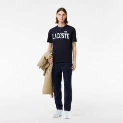 T-Shirts | LACOSTE T-Shirt En Coton Avec Imprime Et Badge Contraste