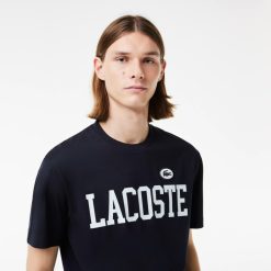 T-Shirts | LACOSTE T-Shirt En Coton Avec Imprime Et Badge Contraste