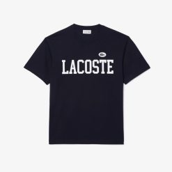 T-Shirts | LACOSTE T-Shirt En Coton Avec Imprime Et Badge Contraste