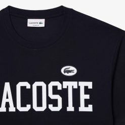 T-Shirts | LACOSTE T-Shirt En Coton Avec Imprime Et Badge Contraste