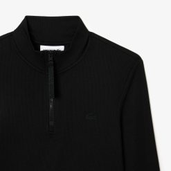 Polos | LACOSTE Polo Manches Longues Col Zippe En Maille Cotelee