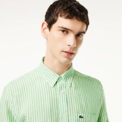 Chemises | LACOSTE Chemise Rayee Regular Fit En Lin