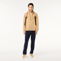 Sweatshirts | LACOSTE Sweatshirt Jogger Zippe Homme En Molleton Lacoste Avec Poche Kangourou