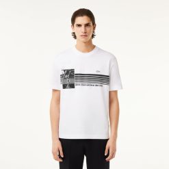 T-Shirts | LACOSTE T-Shirt Epais Fabrique En France Imprime Tennis