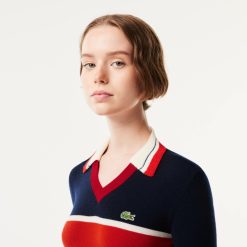 Pullovers | LACOSTE Pull Col Polo Heritage Fabrique En France En Maille Cotelee