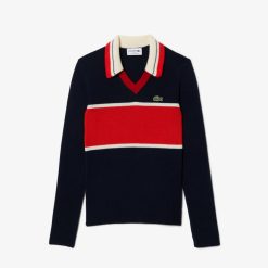 Pullovers | LACOSTE Pull Col Polo Heritage Fabrique En France En Maille Cotelee