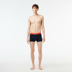 Sous-Vetements & Vetements D'Interieur | LACOSTE Lot De 3 Boxers Courts Casual Marine Avec Ceinture Contrastee